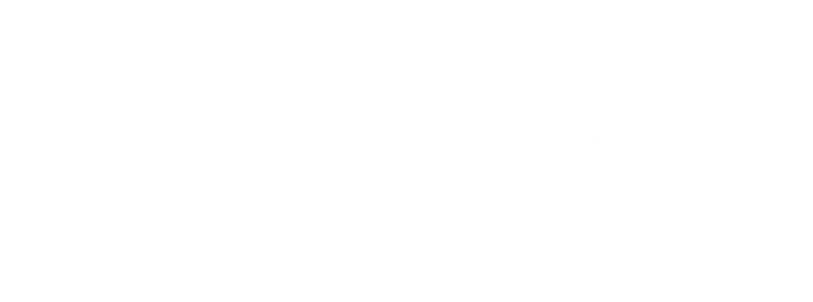 White logo and crest of Holy Trinity Catholic Parish